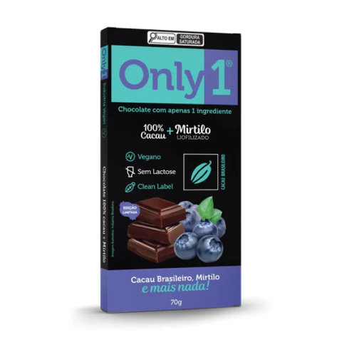 Chocolate Vegano 100% Cacau Com Mirtilo Only1 70g