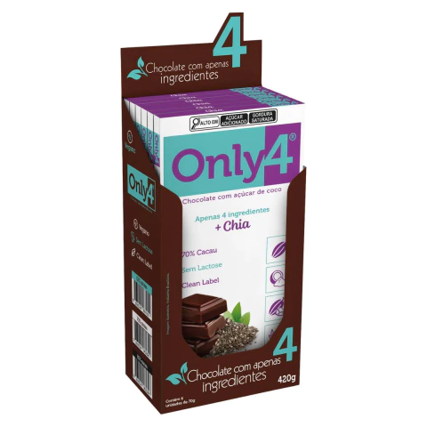Chocolate Vegano 70% Cacau Chia Only4 70g