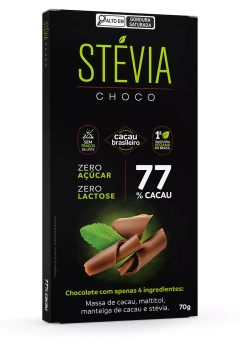 Chocolate Vegano 77% Cacau Adoçado Com Stévia 70g Dp 06 Un - comprar online