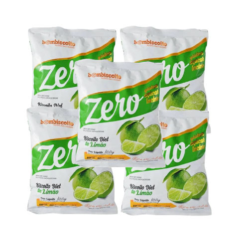 Kit 05 Bom Biscoito Limão Zero Açúcar, Glúten E Lactose 100g