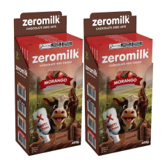 Kit Com 2 Caixas Chocolate Zeromilk Morango 70g Tudo Zero Leite