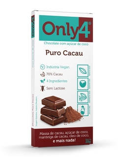 Chocolate Vegano Only4 Puro 70% Cacau 20g Com 15 Unid - comprar online