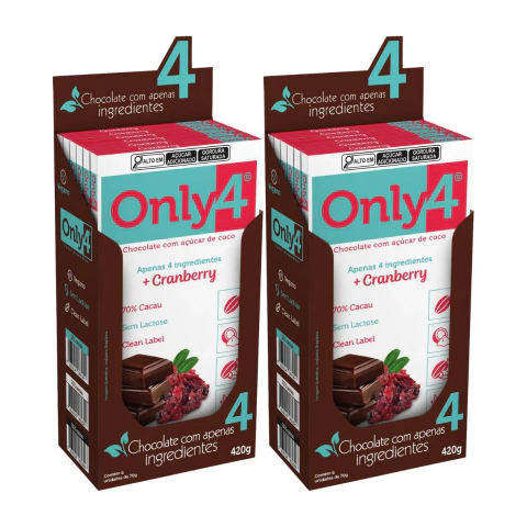 Kit Com 2 Caixas Chocolate Vegano 70% Cranberry Only4 70g
