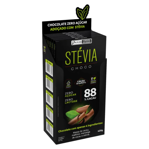 Chocolate Vegano 88% Cacau Adoçado Com Stévia 70g Dp 06 Un