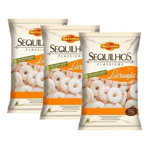 Kit 05 Sequilhos Laranja Sem Lactose E Glúten 300g Nazinha