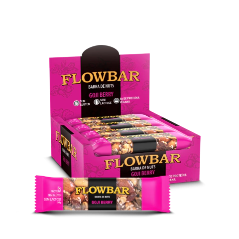 BARRA DE CASTANHAS GOJI BERRY SEM GLÚTEN SEM LACTOSE FLOWBAR 30g com 12 unidades - comprar online