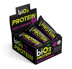 Bio2 Barra Protein Vegana Açaí Banana E Pasta De Amendoim 45g Cx 12 Unid