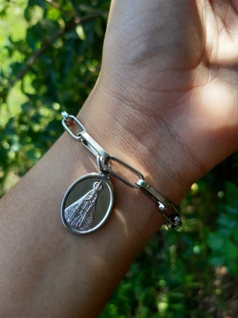 CADEIA DE PULSO NOSSA SENHORA APARECIDA (AÇO INOX) - MOD 2