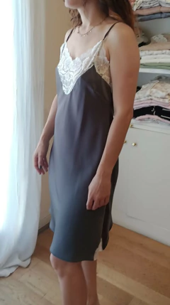 CAMISON JULIETA SATEN BOSELLI LARGO ESPECIAL Varios colores - ELA DAVICO