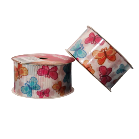 Fita Gorgurão Decorada Borboletas 10mx38mm