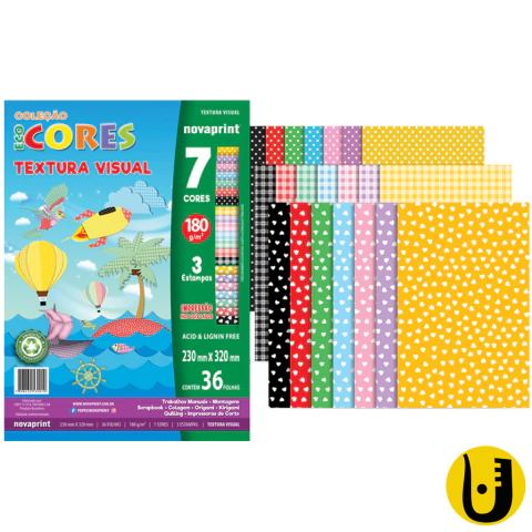 Bloco Textura Visual Eco Cores 180g 230mmx320mm 36 Folhas