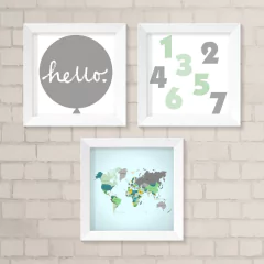 Kit de Quadros Hello Menino