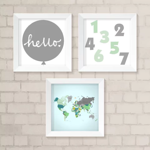 Kit de Quadros Hello Menino