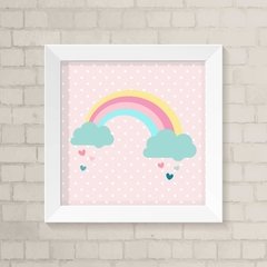 Quadro Infantil Arco-Íris fundo Rosa