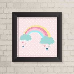 Quadro Infantil Arco-Íris fundo Rosa - comprar online