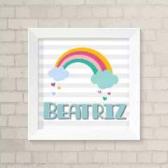 Quadro com Nome Arco-Íris Listrado