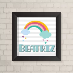 Quadro com Nome Arco-Íris Listrado - comprar online