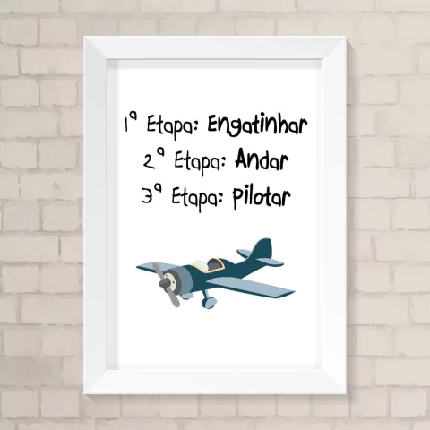 Quadro Infantil Pilotar Avião