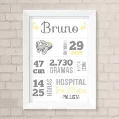 Quadro Nascimento Avião Menino