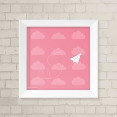 Quadro Infantil Avião de Papel Rosa