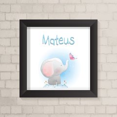 Quadro com Nome Elefante Aquarela - comprar online