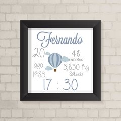 Quadro Nascimento Balão Menino - comprar online