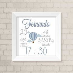 Quadro Nascimento Balão Menino