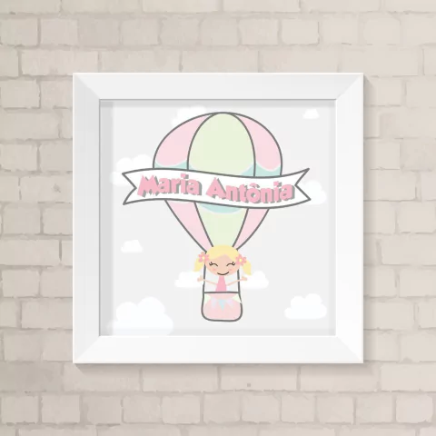 Quadro com Nome Balão Menina