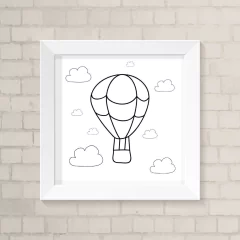 Quadro Infantil Balão Preto e Branco