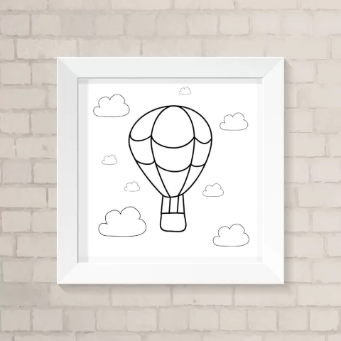 Quadro Infantil Balão Preto e Branco