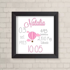Quadro Nascimento Balão Menina - comprar online