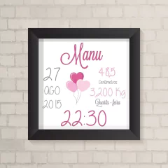 Quadro Nascimento Balões Menina - comprar online