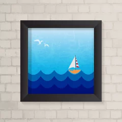 Quadro Infantil Barquinho e Mar - comprar online