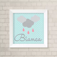 Quadro com Nome Nuvem e Gotas