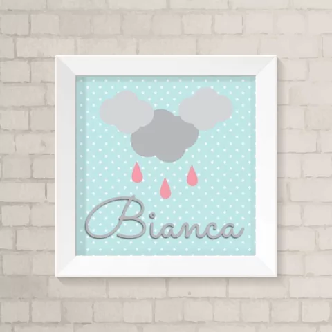 Quadro com Nome Nuvem e Gotas