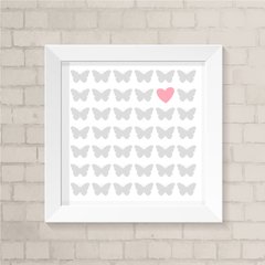Quadro Infantil Borboleta e Coração