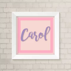 Quadro com Inicial Rosa e Lilás