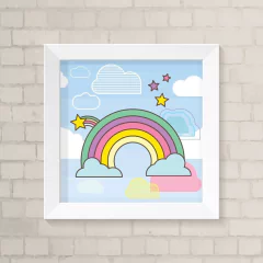 Quadro Infantil Céu e Arco-Íris