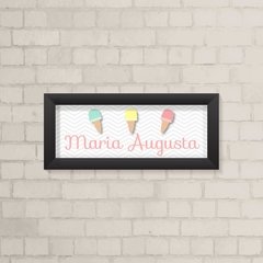 Quadro com Nome Sorvetinho Fundo Chevron - comprar online