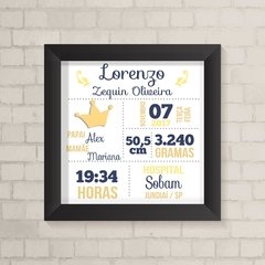 Quadro Nascimento Coroa Menino - comprar online