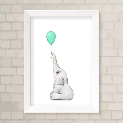 Quadro Infantil Elefante Aquarela