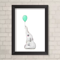 Quadro Infantil Elefante Aquarela - comprar online