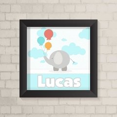 Quadro com Nome Elefante e Balões - comprar online