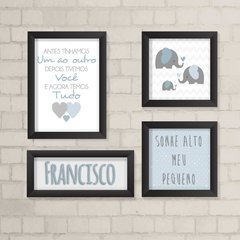 Kit de Quadros Azul e Cinza Elefantes - comprar online