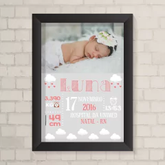 Quadro Nascimento Foto Menina - comprar online