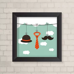 Quadro Infantil Gravata, Chapéu e Bigode - comprar online