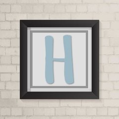 Quadro com Inicial Cinza e Azul - comprar online
