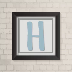 Quadro com Inicial Cinza e Azul - comprar online