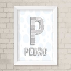 Quadro com Nome Bolinhas Azul