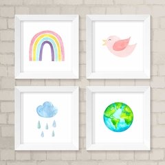 Kit de Quadros Aquarela Menina